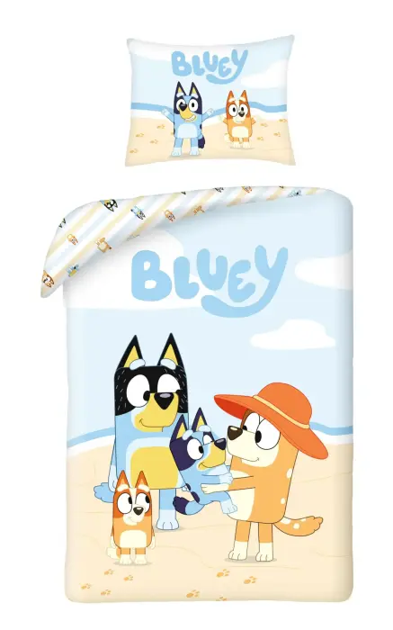 Bērnu kokvilnas gultas veļas komplekts Bluey Holidays 140x200 cm Halantex