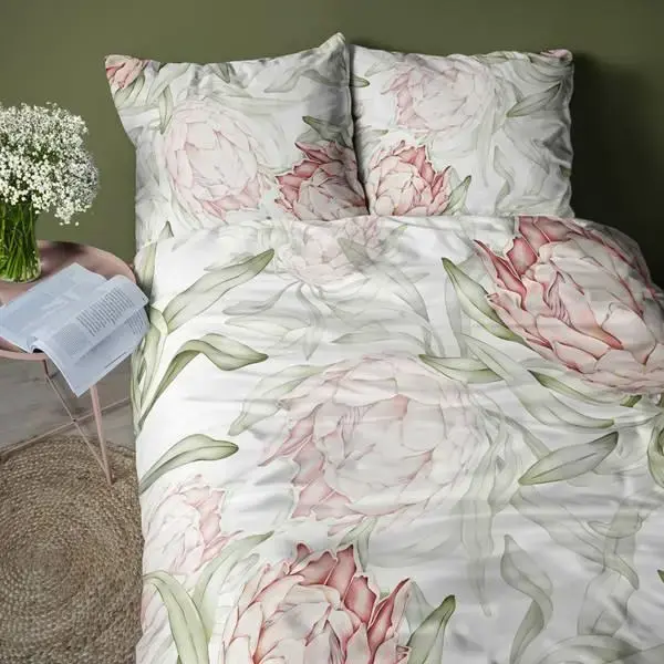 3D Microfiber Bedding Set with Protea Flowers and Leaves – 220x200 cm – Visuale 3D – pattern 5431 A Photo