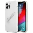 Guess Vintage Script Hardcase for iPhone 12 Pro Max - Transparent/Silver — Photo 1