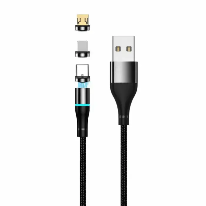 Setty USB magnetkaabel 1m 2A nailon must