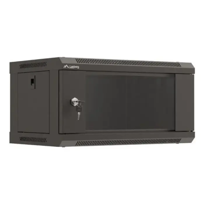 Wall-mounted rack installation cabinet 19" 4U 540x350 black glass door LANBERG (flat pack)