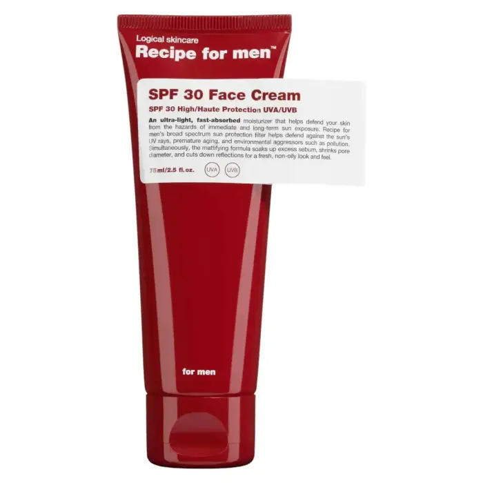 Recipe For Men SPF 30 Mitrinošs sejas krēms vīriešiem, 75 ml