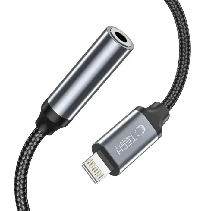 Tech-Protect UltraBoost adapter - iPhone Lightning kuni Mini Jack 3.5mm - Must