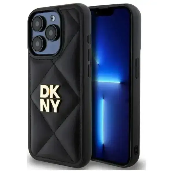 DKNY Quilted Stack Logo vāks iPhone 15 Pro Max - Melns