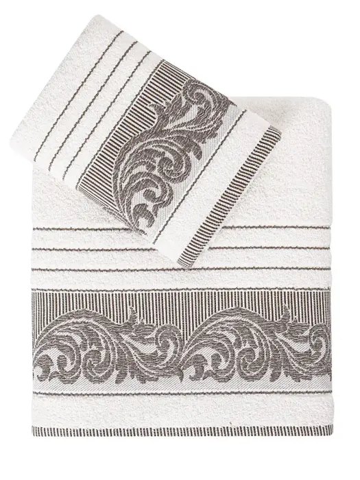 Darymex Mervan 2-Piece Towel Set, Cream, 50x90 cm + 70x140 cm