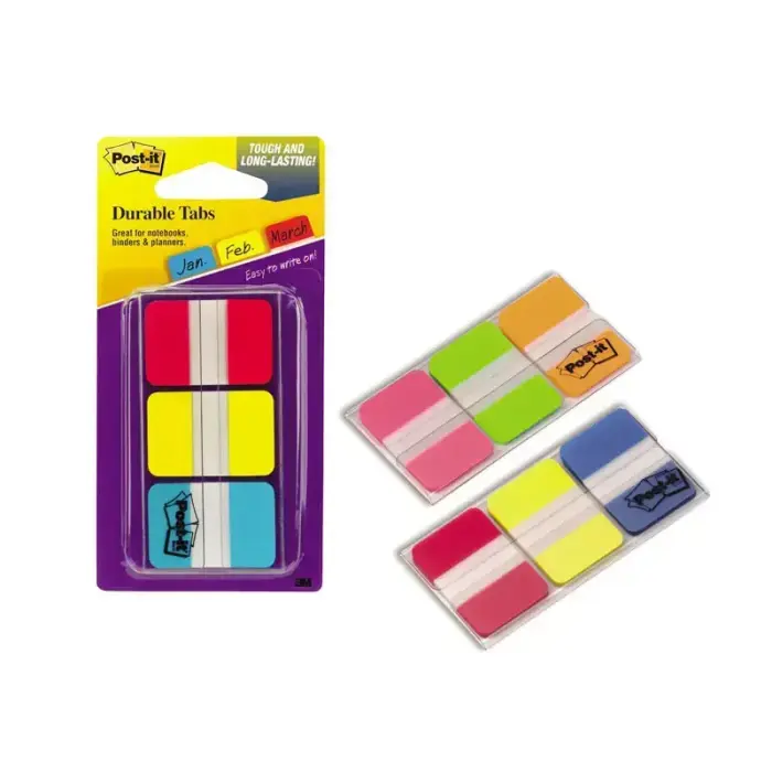 Pašlīmējošie indeksi Post-it Strong, sarkani, dzelteni un zili