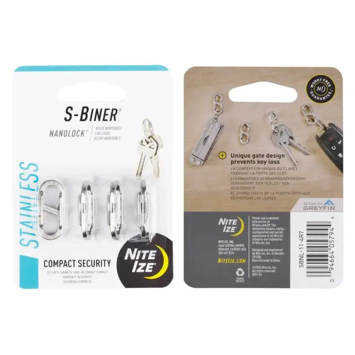 Nite Ize – Karabīne S-Biner NanoLock – 4 gab. – SBNL-11-4R7