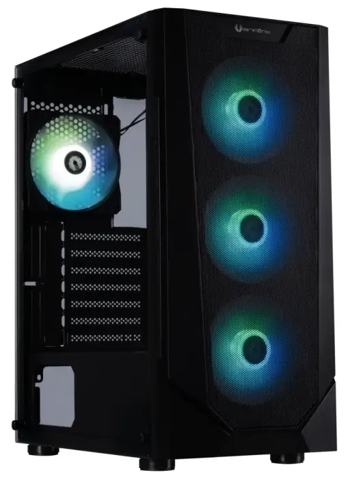 BitFenix datora korpuss C60 Negro / ATX /  4x 120mm ARGB fan + controller / 2xUSB 2.0 / USB 3.0 / tvrzené sklo / melna