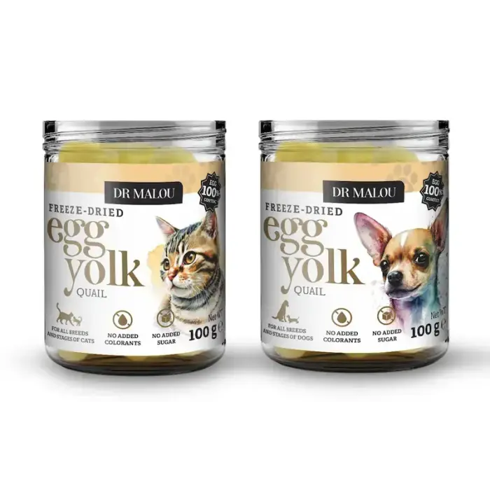DR Malou Freeze-dried Quail Egg Yolk for Cats and Dogs 100g