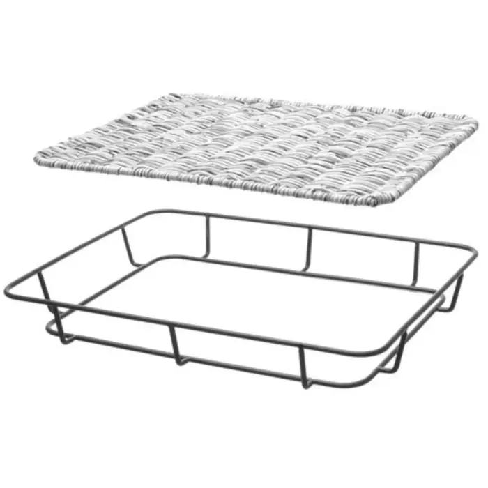 Kosz tacka na pieczywo z ramą ze stali nierdzewnej szary melanżowy 400x300x50 mm - Hendi 426524 Foto 3