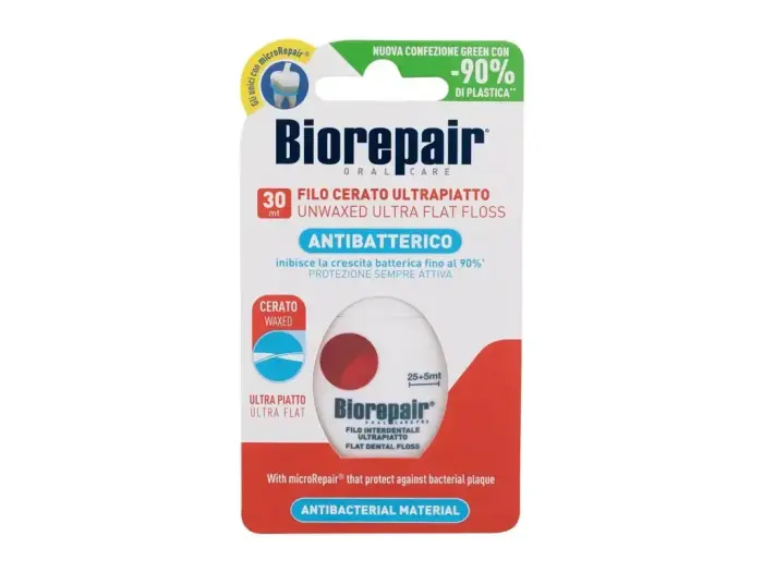 Biorepair antibakteriāls neievaskots īpaši plakans zobu diegs 1 gab.