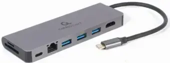 Gembird USB Type-C 5-in-1 daudzportu dokstacija (Hub + HDMI + PD + karšu lasītājs + LAN)