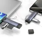 Card reader SD/TF 3.0 + USB 2.0 Type-C/Lightning Hoco HB56B grey — Foto 8