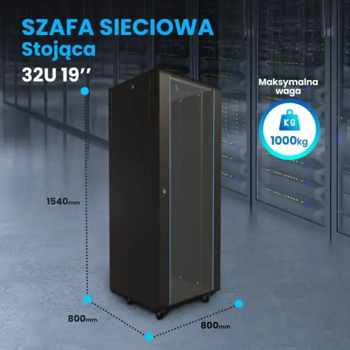 EXTRALINK PÕRANDAKAPP RACK 32U 800X800 MUST