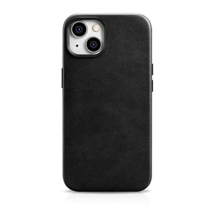 Магнитный кожаный чехол iCarer с MagSafe для iPhone 14 Plus - Чёрный