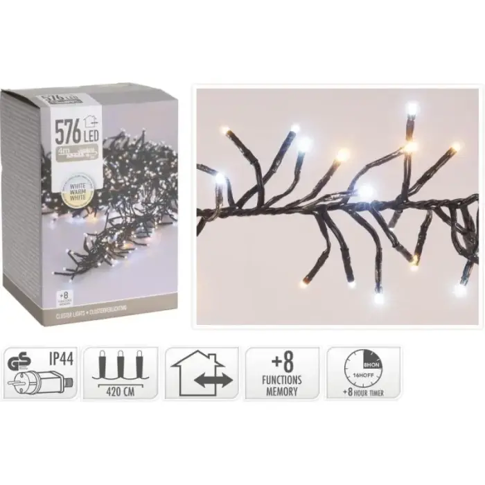 CHRISTMAS LIGHTS STRING LIGHTS 576 LED TIMER COOL WARM WHITE