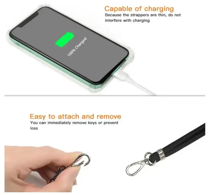 Universal neck strap for phones navy blue Фото num