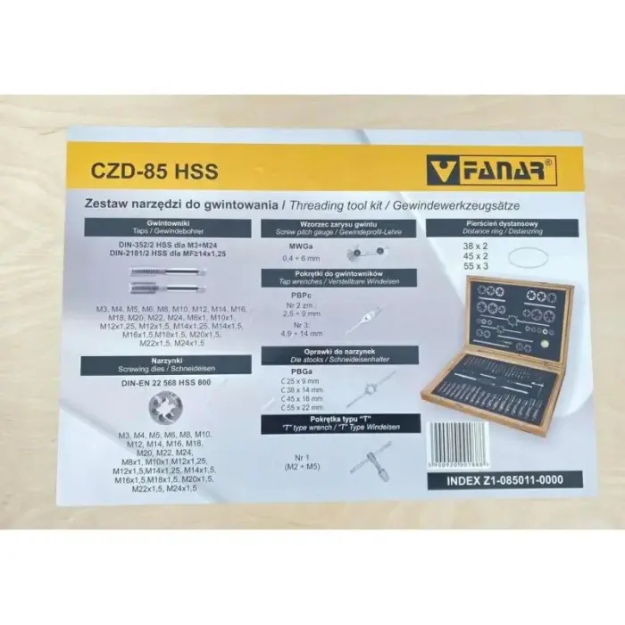 THREADING TOOL SET M3-M24 HSS CZD-85
