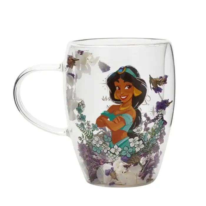 Disney Princess Jasmine ziedu dekoratīvā stikla krūze