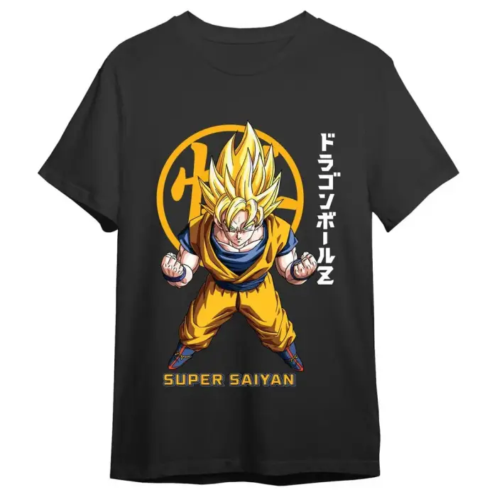 Dragon Ball Z Goku Super Saiyan Kanji pieaugušo t-krekls
