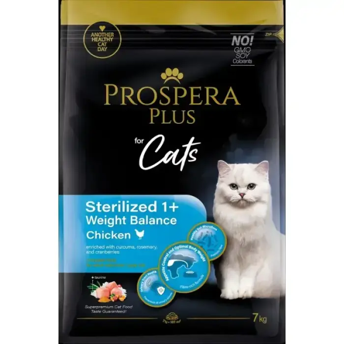 Корм для кошек – Prospera Plus Sterilized 1+ Chicken Weight Balance, 7 кг