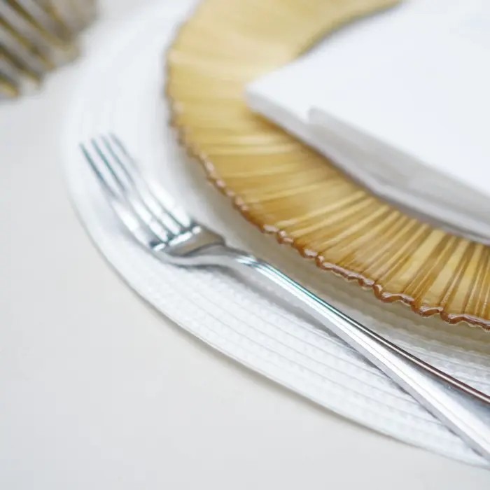 Chef table placemat, diameter 38 cm, white, round Photo