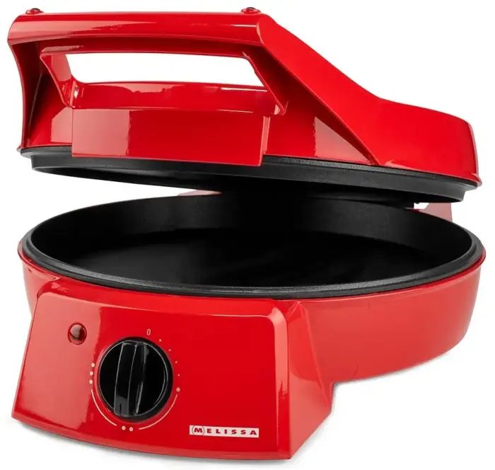 NEDIS Melissa pec na pizzu a gril/ 3 nastavení teploty/ velikost grilovací desky 30cm/ spotřeba 1800 W/ punane (hliník)