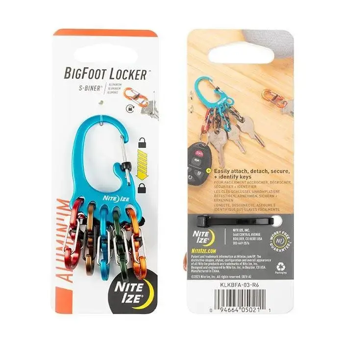 Nite Ize BigFoot Locker KeyRack aliumininis raktų laikiklis – įvairios spalvos