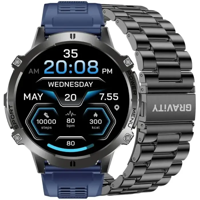 Išmanusis laikrodis Gravity Black Strap + Bracelet GT42-2