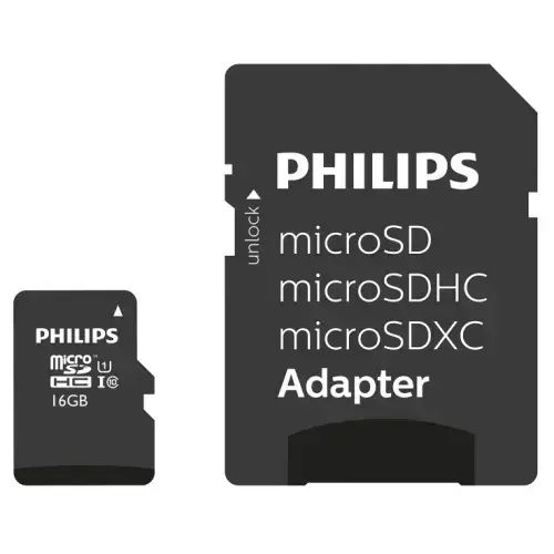 Philips 16GB microSDHC Class 10 UHS-I Memory Card with Adapter