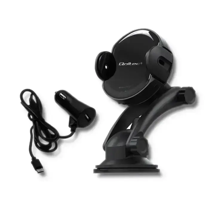 Qoltec Induction Wireless PRO juhtmevaba induktsioon-autolaadija IR-anduritega | 15W | QC 3.0 | USB-C