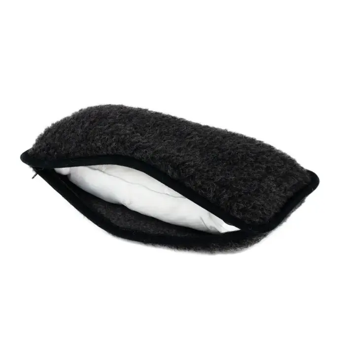 Wool neck support pillow 20x40 cm black Photo