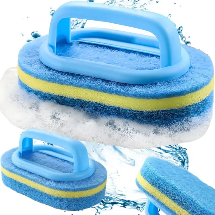 Sponge cleaning brush with handle bathroom kitchen universal