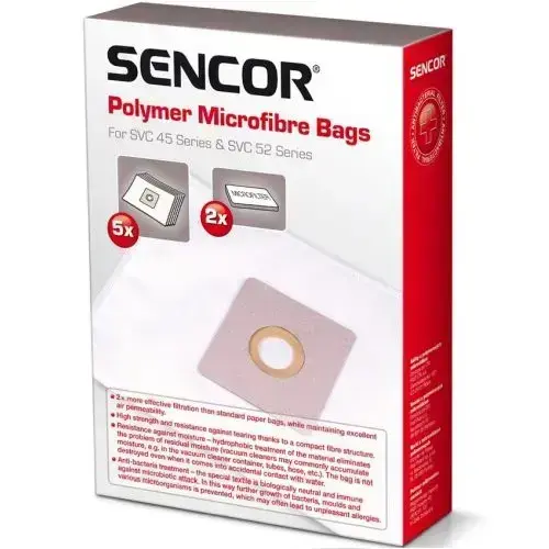 Sencor SVC 45/52 Microfibre vacuum bags, 5 pcs + 2 microfilters