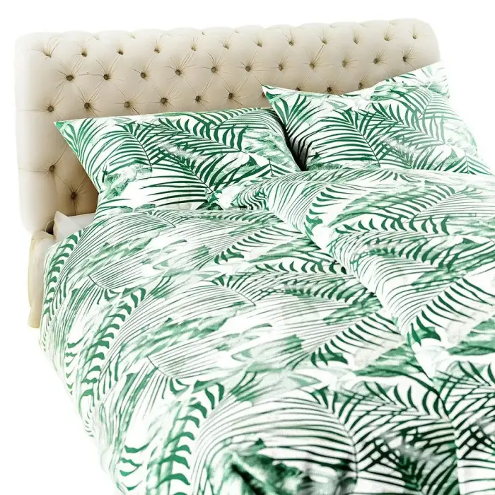 Flannel Bedding Set 220x200 cm, Jungle Green Leaves