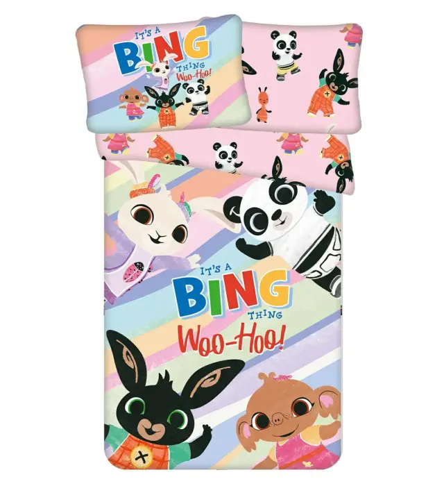 Bērnu gultas veļas komplekts 100x135 cm Bing Bunny Pink