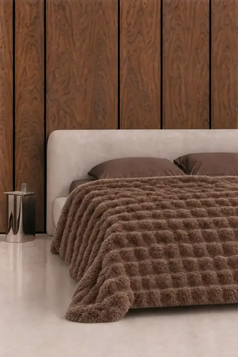Microfibre blanket Bubbles 200x220 cm, brown