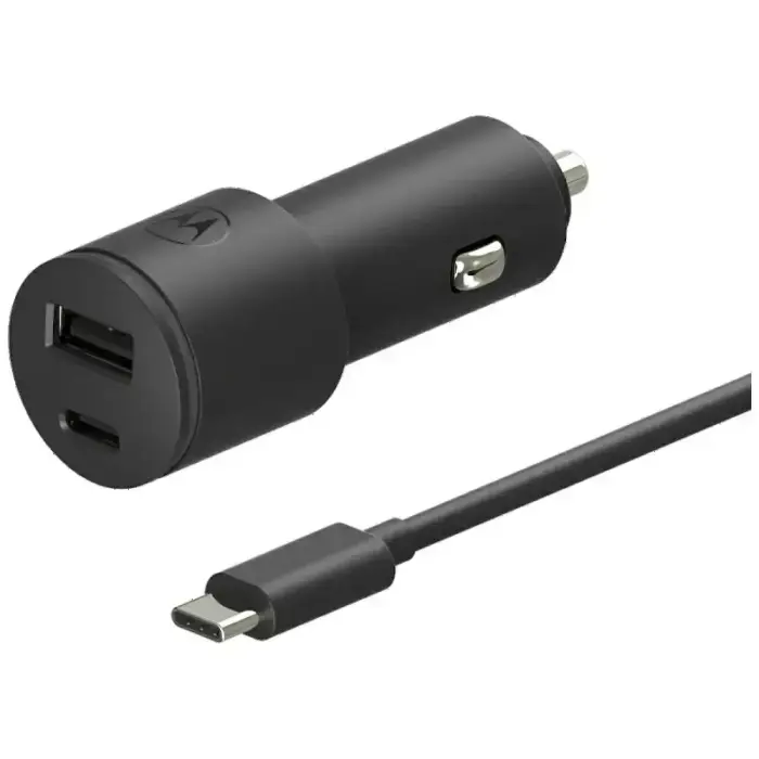 Motorola TurboPower 45W kahe pordiga USB-A/USB-C autolaadija 1m kaabliga - Must