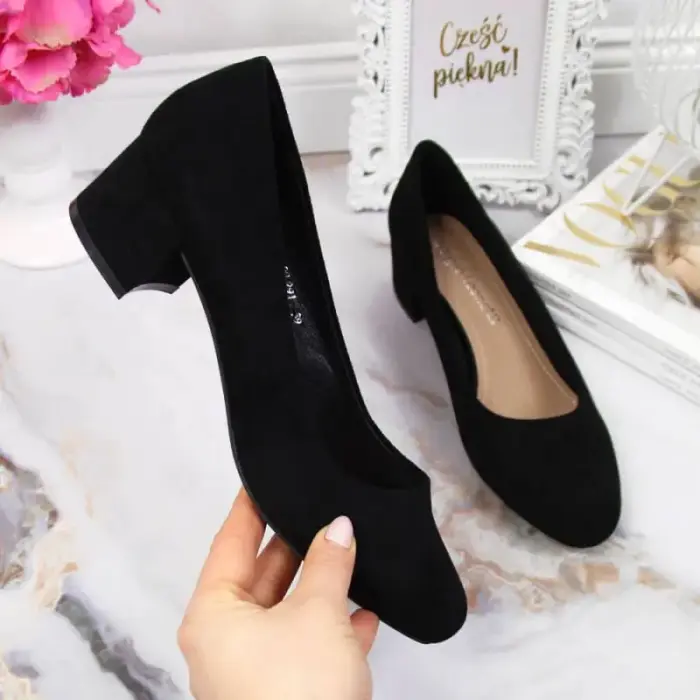 Sergio Leone W SK354C Suede Block Heel Pumps Black - Buty: 36
