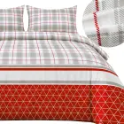 Flannel bedding set 140x200 cm, grey/red, checked — Photo 2