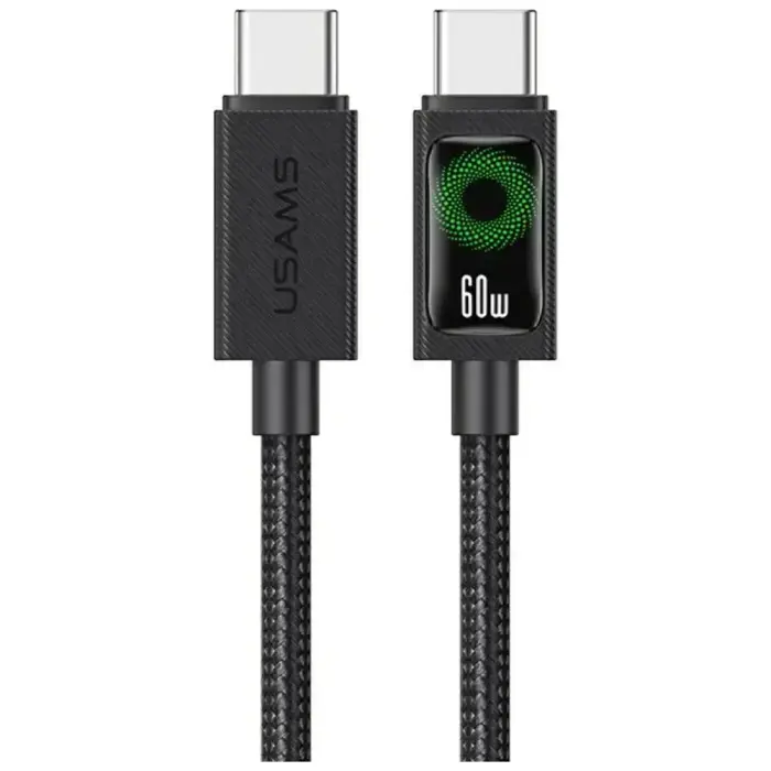 USAMS U92 60W USB-C kuni USB-C kaabel 1.2m – Must
