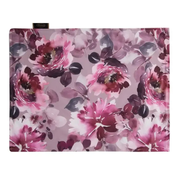 Eurofirany Sametist lauamatikomplekt (4 tk) 30x40 cm, puudriroosa lillemustriga