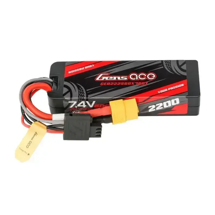 Gens ace G-Tech 2200mAh 7.4V 2S1P 60C LiPo cietā korpusa akumulators ar XT60 spraudni