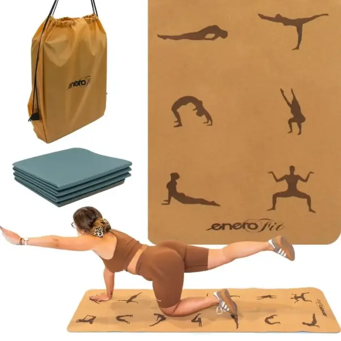 CORK FOLDABLE YOGA MAT 183x61x0.4CM ENERO FIT
