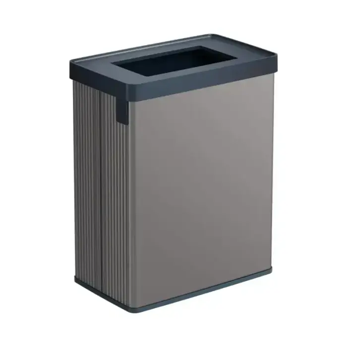 Taisnstūrveida metāliska efekta atkritumu tvertne Curver Verto Recycle 54L, perlamutra pelēka