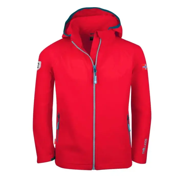 Trollkids Kids Kvalvika jaka red hooded