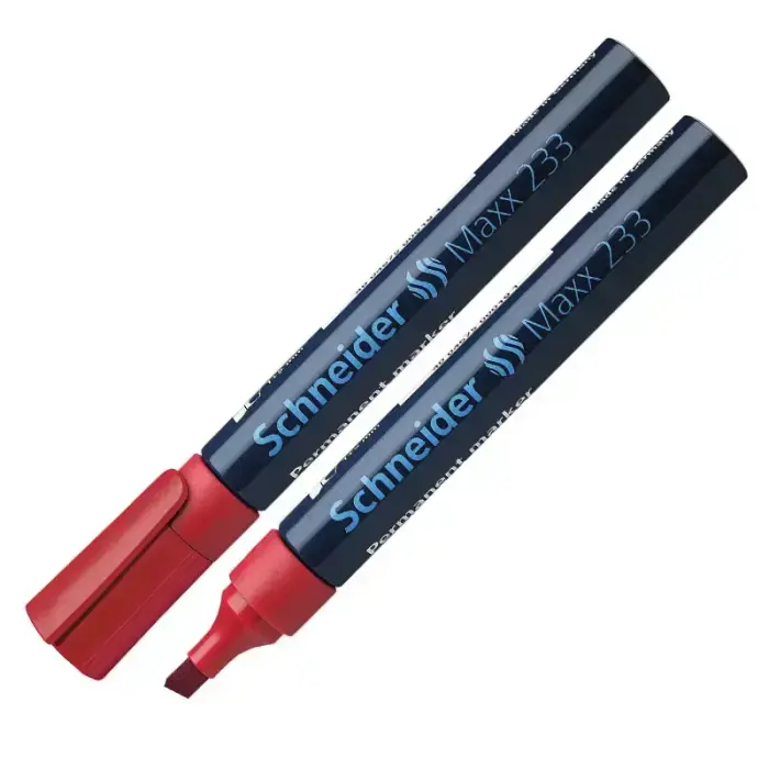 Permanent marker SCHNEIDER Maxx 233, chisel tip, 1-5 mm, red