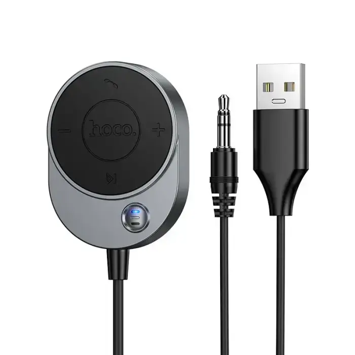 Hoco E150 беспроводной Bluetooth AUX приёмник с кабелем 3.5 мм Jack – серый металлик