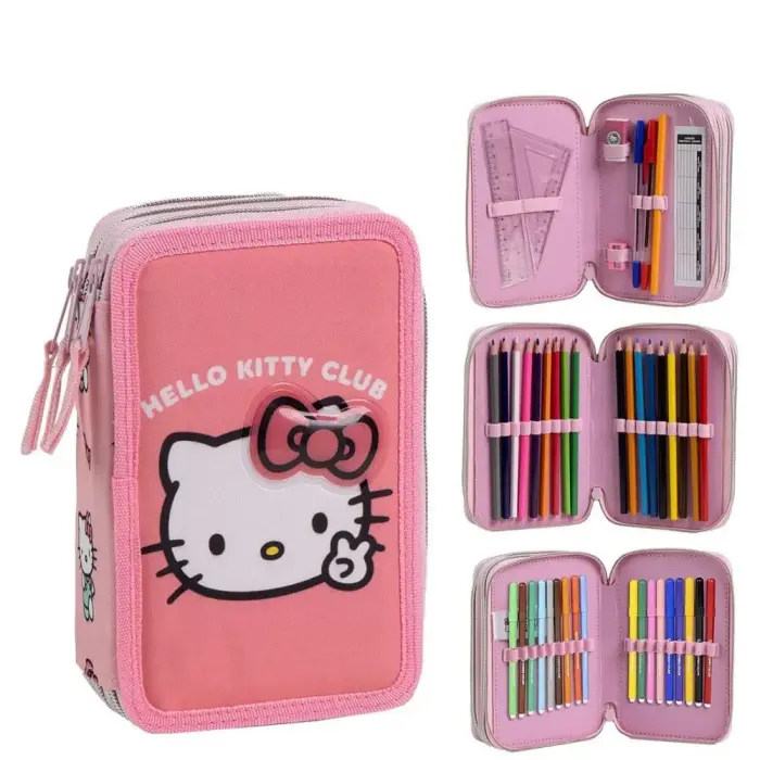 Hello Kitty kolmekordne pliiatsikott