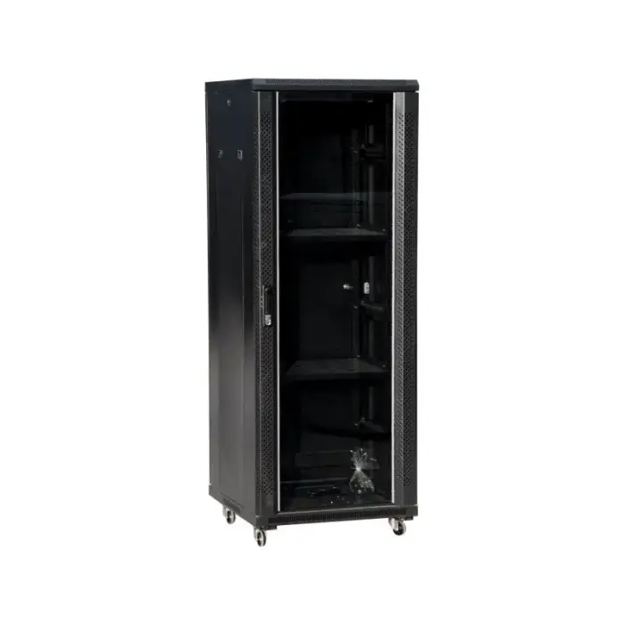 Lockable cabinet A-LAN SS-42U-600-800-01-C (42U; 19''; 2050 mm / 600 mm / 800 mm; freestanding; opening, solid, glass; 600 kg; black)